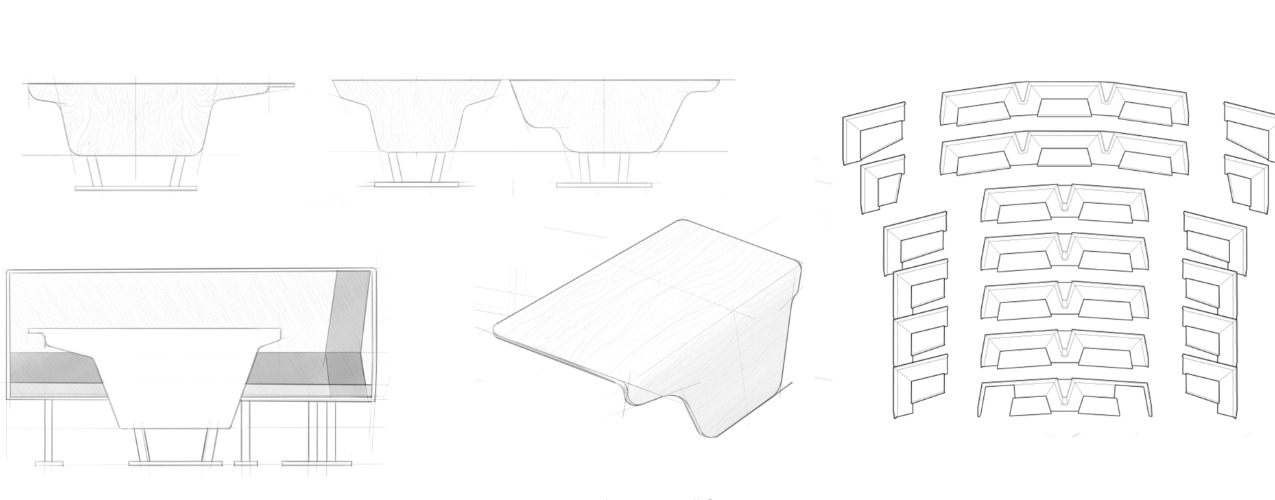 Educational furniture design concept sketches by product design company for Race Furniture