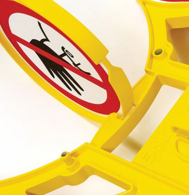 Close up of a health and safety sign product for industrial environments