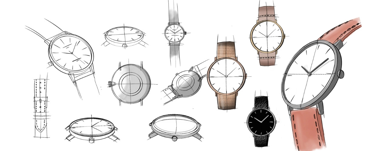 Watch product design sketches
