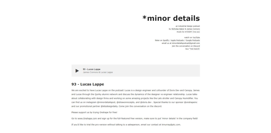 Product design podcasts - Minor details - an industrial design podcast