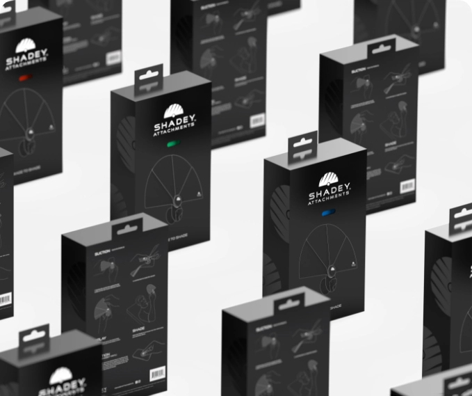 Render of packaging designed by Simple Design Works for Shady Attachments consumer brand
