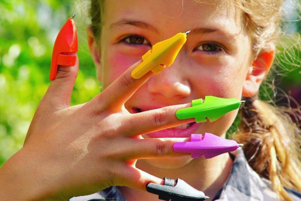 Digi Pen finger pens in various colours shown on each finger