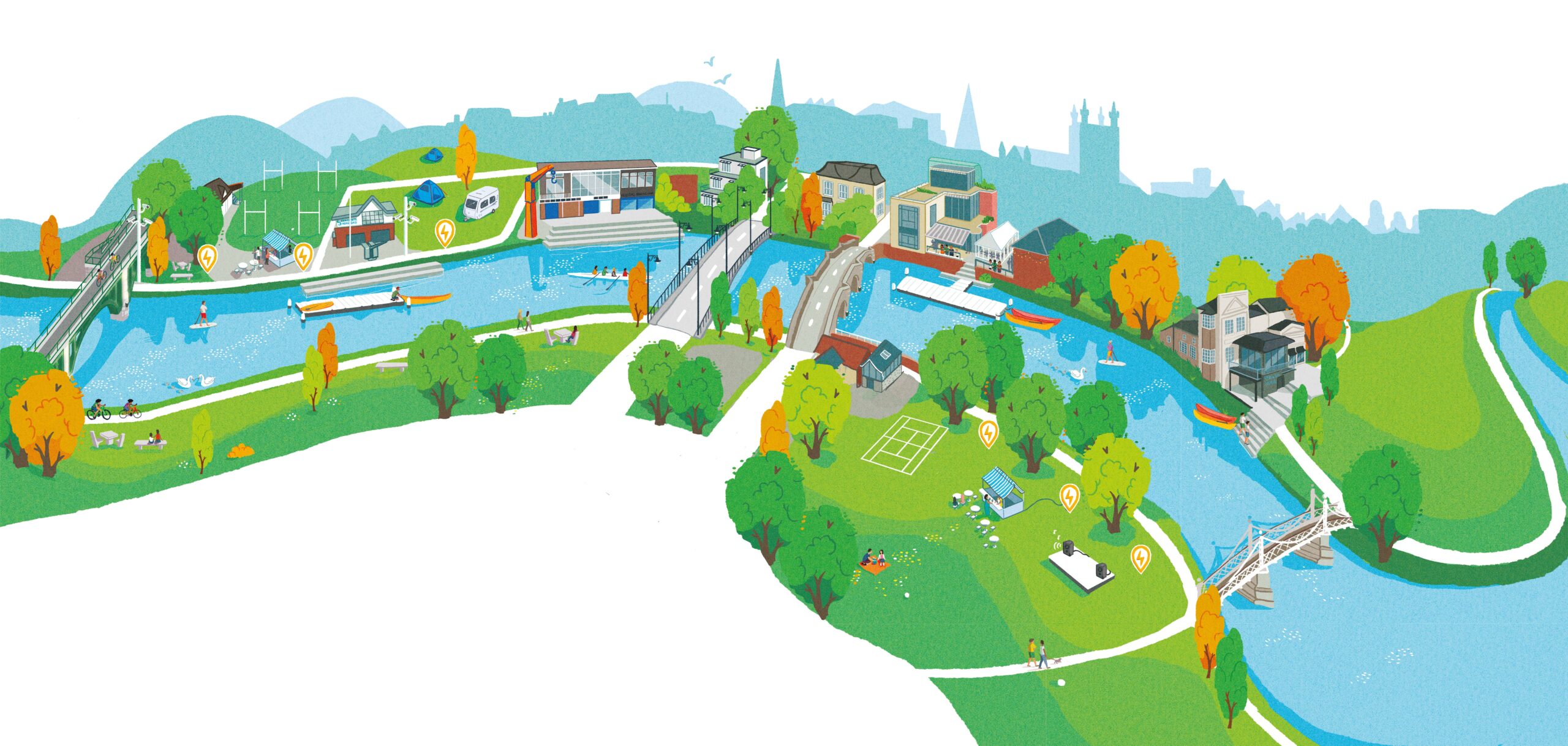 Illustration of the River Wye projects for #StrongerHereford