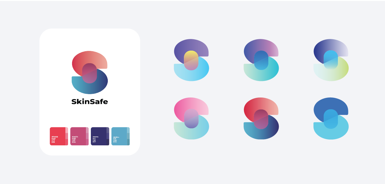 SkinSafe branding colours and colour variations as part of the brand guidelines