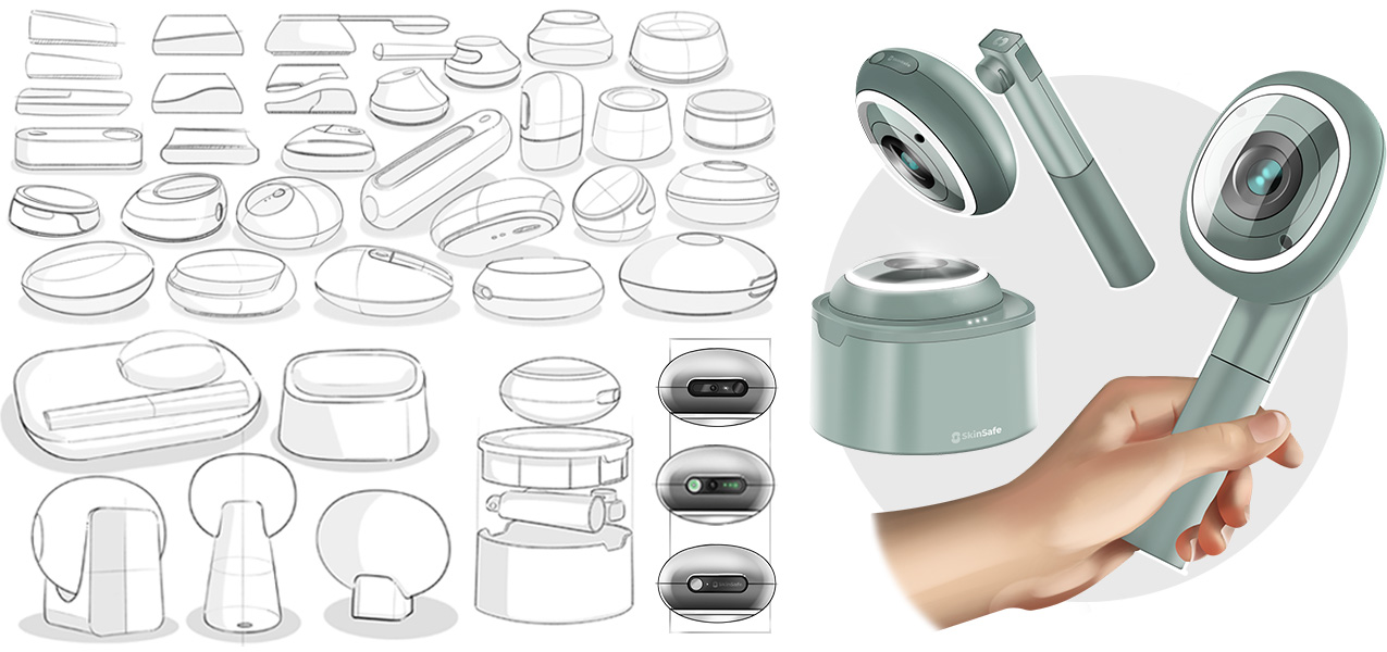 SkinSafe medical device concept sketches designed by Simple Design Works