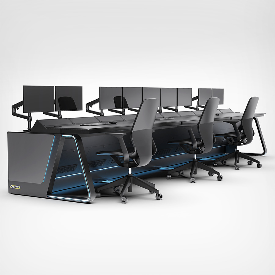 3D render of Knotty Ash Aura broadcasting furniture used by media and security companies
