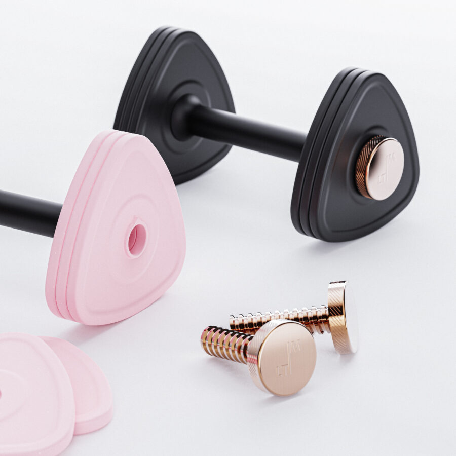 Render of the Lifting the Mood dumbbell components designed by Simple Design Works