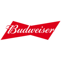 Red and white logo for Budweiser (Anheauser-Busch). Image courtesy of www.budweiser.co.uk