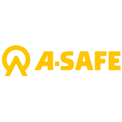 Yellow logo for A-Safe: industrial safety barriers, bollard and gates